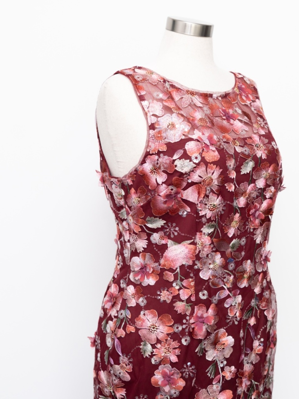 Adrianna Papell - Embroidered Floral Midi Dress - Picture 7 of 11